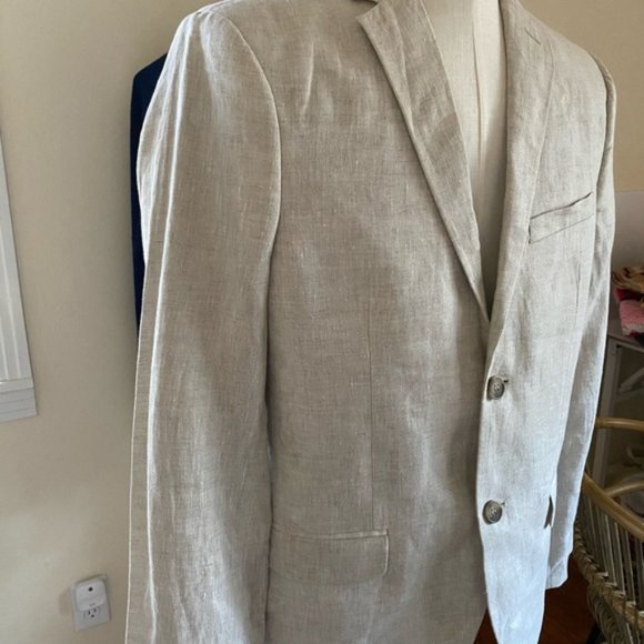 H&M Slim Fit Linen Blazer Light Beige 42R - Picture 2 of 8